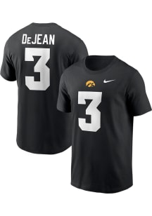 Cooper DeJean Iowa Hawkeyes Black Football Name and Number Short Sleeve Player T Shirt
