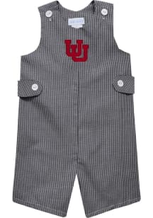 Vive La Fete Utah Utes Baby Black Gingham Overalls