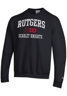Champion Rutgers Scarlet Knights Mens Black Big Ten Powerblend Long Sleeve Crew Sweatshirt