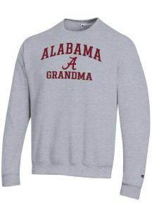 Champion Alabama Crimson Tide Mens Grey Grandma Powerblend Long Sleeve Crew Sweatshirt