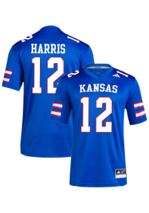 Jaden Harris  Adidas Kansas Jayhawks Royal Blue NIL Name And Number Football Jersey