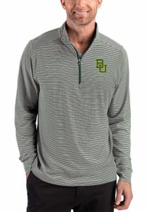 Cutter and Buck Baylor Bears Mens Green Forge Eco Long Sleeve Qtr Zip Pullover