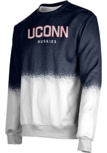 ProSphere UConn Huskies Mens Navy Blue Spray Long Sleeve Crew Sweatshirt
