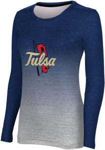 ProSphere Tulsa Golden Hurricane Womens Navy Blue Ombre LS Tee