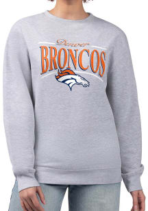 Starter Denver Broncos Womens Grey Arch Stripe Crew Sweatshirt