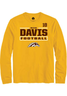 Micah Davis Western Michigan Broncos Gold Football NIL Stacked Box Long Sleeve Player T Shirt