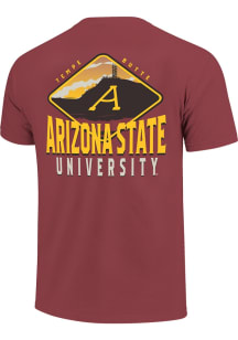 Arizona State Sun Devils Maroon Landmark Badge Beach Wash Short Sleeve T Shirt