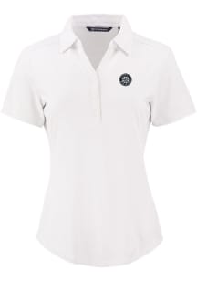 Cutter and Buck Seattle Mariners Womens White Mono Forge Eco Polo Short Sleeve Polo Shirt