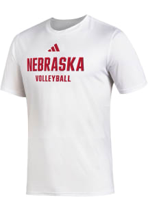 Adidas Nebraska Cornhuskers White Volleyball Creator Short Sleeve T Shirt