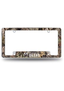 Edmonton Oilers Camo Mossy Oak All Over Chrome License Plate Frame - White