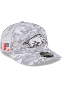 New Era Arkansas Razorbacks Digi Camo LP Stretch 9FIFTY Trucker Adjustable Hat - White