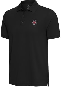 Antigua Wisconsin Badgers Mens Black Nobel Short Sleeve Polo