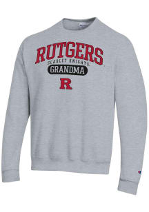 Champion Rutgers Scarlet Knights Mens Grey Pill Grandma Powerblend Long Sleeve Crew Sweatshirt