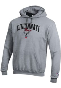 Champion Cincinnati Bearcats Mens Grey Mom Script Powerblend Long Sleeve Hoodie