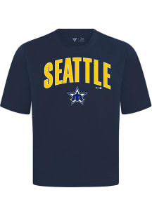 Levelwear Seattle Mariners Navy Blue Signature Knit District Cooperstown Short Sleeve Fashion T Sh..