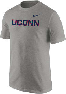 Nike UConn Huskies Grey Heather Wordmark Short Sleeve T Shirt