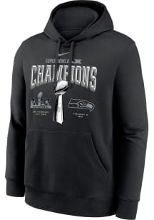 Nike Seattle Seahawks Mens Black 2025 Super Bowl Champions Golden Era Locker Room Long Sleeve Hood..
