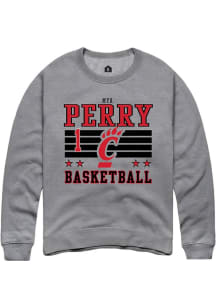 Mya Perry Cincinnati Bearcats Mens Grey NIL Striped Player Crew
