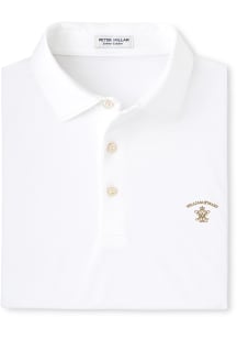 Peter Millar William & Mary Tribe Mens White Solid Performance Short Sleeve Fashion Polo
