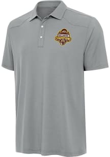 Antigua Western Michigan Broncos Mens Ash 2025 Hockey National Champions Western Short Sleeve Polo