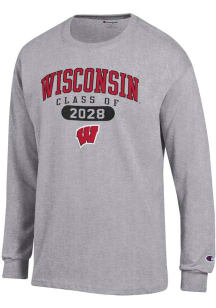 Champion Wisconsin Badgers Grey Class of 2028 Jersey Long Sleeve T Shirt