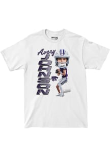 Avery Johnson K-State Wildcats Youth White Football Caricature Player Tee