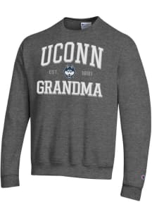 Champion UConn Huskies Mens Charcoal Est. Date Grandma Powerblend Long Sleeve Crew Sweatshirt