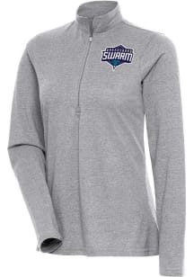 Antigua Greensboro Swarm Womens Grey Heather Layout V-Neck Qtr Zip