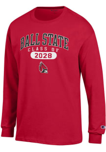 Champion Ball State Cardinals Red Pill Class of 2028 Jersey Long Sleeve T Shirt