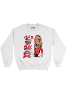Keri Leimbach  Campus Ink Nebraska Cornhuskers Youth White Caricature Crew Long Sleeve Crew Sweats..