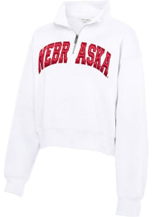 Nebraska Cornhuskers Womens White Sport Fleece Qtr Zip