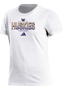 Adidas Washington Huskies Womens White Heat Seal Fresh Short Sleeve T-Shirt