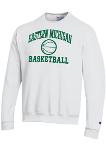 Champion Eastern Michigan Eagles Mens White Basketball Icon Powerblend Long Sleeve Crew Sweatshirt