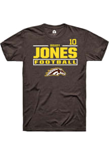 Brady Jones Western Michigan Broncos Brown Football NIL Stacked Box Short Sleeve Player T Shirt