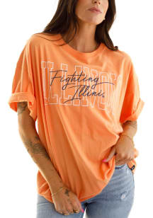 Gameday Social Illinois Fighting Illini Womens Orange Owen Outline Short Sleeve T-Shirt