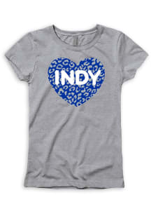 Indianapolis Girls Grey Cheetah Heart Short Sleeve Tee