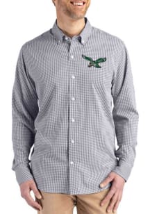 Cutter and Buck Philadelphia Eagles Mens Black Historic Skyline Long Sleeve Dress Shirt