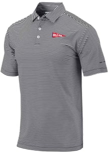 Columbia Ole Miss Rebels Mens Black Vault Heat Seal Omni Wick Club Invite Short Sleeve Polo