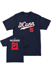 Nils Machowski UConn Huskies Youth Navy Blue NIL Script Player Tee