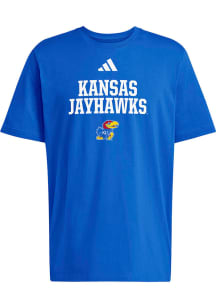 Adidas Kansas Jayhawks Blue Locker Wordmark Short Sleeve T Shirt