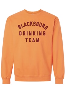 Summit Sportswear Blacksburg Mens Orange Drinking Team Long Sleeve Crew Sweatshirt