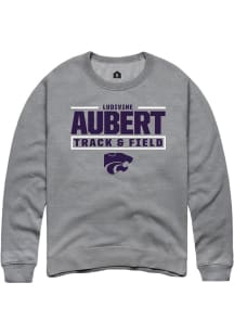 Ludivine Aubert K-State Wildcats Mens Graphite NIL Stacked Box Player Crew