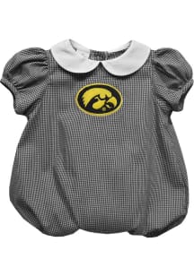 Vive La Fete Iowa Hawkeyes Baby Black Gingham Collar Short Sleeve One Piece