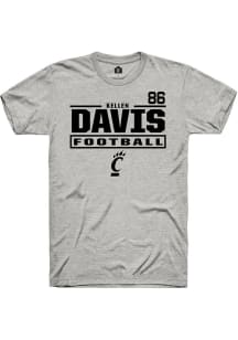 Kellen Davis Cincinnati Bearcats Ash Football NIL Stacked Box Short Sleeve Player T Shirt