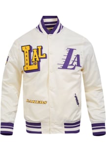 Pro Standard Los Angeles Lakers Mens White Best Of Satin Light Weight Jacket