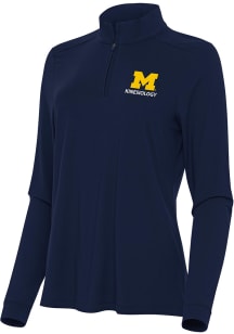 Antigua Michigan Wolverines Womens Navy Blue Kinesiology Intent Qtr Zip