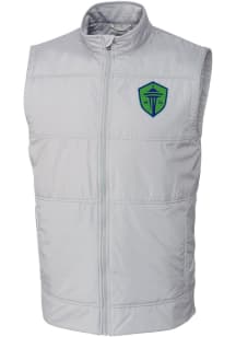 Cutter and Buck Seattle Sounders FC Mens Grey Stealth Sleeveless Jacket