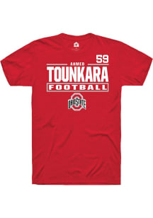 Ahmed Tounkara Ohio State Buckeyes Red Football NIL Stacked Box Short Sleeve Player T Shirt