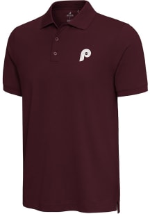 Antigua Philadelphia Phillies Mens Maroon Nobel Short Sleeve Polo