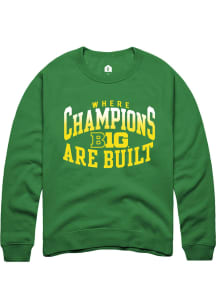 Rally Big Ten Mens Kelly Green Champs Arch Long Sleeve Crew Sweatshirt